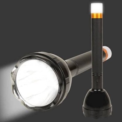 ZYRIAN New 2in1 2 Mode Waterproof LED 50W Flashlight 8 hrs Torch Emergency Light(Black)