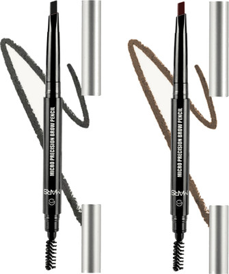 MARS Micro Precision Eye Brow Pencil With Brush Pack of 2(Brown, Black)