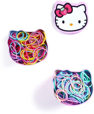 YELLOW CHIMES Pack of 200 Pcs in Set of Soft colors and Bright Colors Small Pony Holders Rubber Band with Kitty Tin Storage Box Rubber Band(Multicolor)