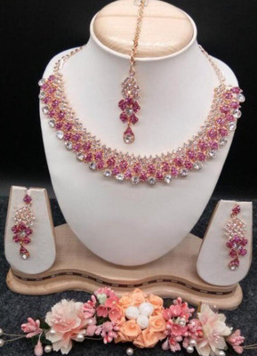 AAFIYA ENTERPRISES Alloy Gold-plated Pink Jewellery Set(Pack of 1)