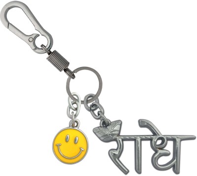 SHOKY LOOKS Radhe Radhe Shayam Stainless Steel Metallic With Yellow Smiley Trendy Key Chain