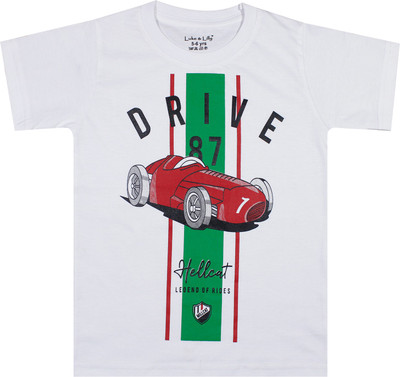 Luke and Lilly Boys Typography, Printed Cotton Blend Regular T Shirt(White, Pack of 1)