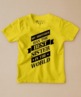 BE AWARA Boys Printed Pure Cotton T Shirt(Yellow, Pack of 1)