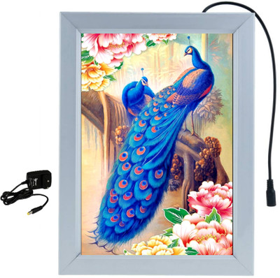 DESIGNING HUB TWO PEACOCK MODEL NO-02, 18 inch ELECTRONIC LED FRAME(Silver)