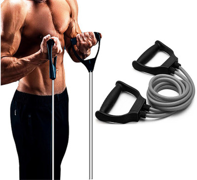 Flowvalue Resistance Toning Tube + Door Anchor + Carry Pouch + Workout Chart Resistance Tube(Grey)