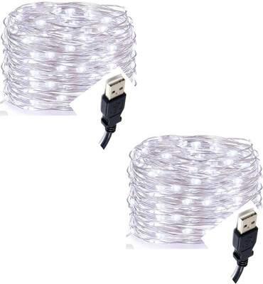 RAAGMANSAA 20 LEDs 2.01 m White Steady String Rice Lights(Pack of 2)