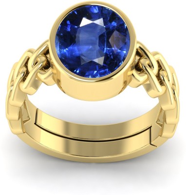 TODANI JEMS 7.25 Ratti Certified Original Blue Sapphire Ring Panchdhatu Adjustable Neelam Brass Sapphire Ring