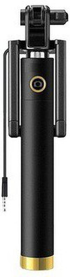 TECHGEAR Portable Wired Selfie Stick Fold-able Lightweight Monopod with AUX All in One Cable Selfie Stick(Black, Remote Included)