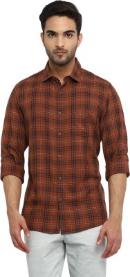 TURTLE Men Checkered Casual Brown Shirt