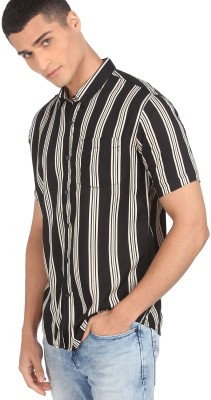 FLYING MACHINE Men Striped Casual Black Shirt