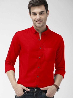 SK Fashion Men Solid Casual Red Shirt