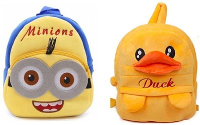 Fangsu kids School Bag / Soft Plush Bag/Soft Toys (Duck & Minions) Waterproof Backpack(Yellow, 10 L)