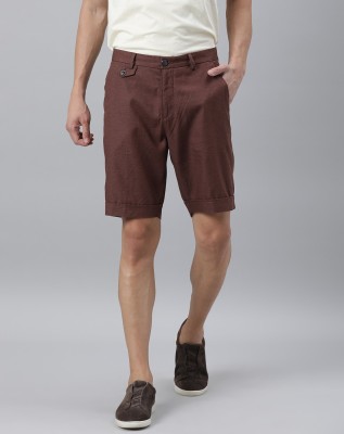 RARE RABBIT Solid Men Maroon Basic Shorts