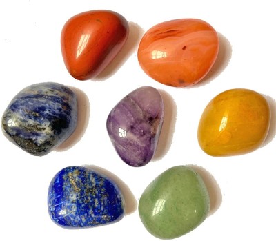 Astrodidi Natural 7 Chakra Tumble Crystal Stones Set of Healing Reiki Tumbled Gemstones Decorative Showpiece  -  5 cm(Stone, Multicolor)