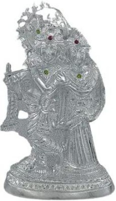 Green Whisper Handmade Silver Plated Shri Radha Krishna Murti | Symbol of Love Decorative Showpiece  -  22 cm(Metal, Silver)