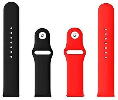 BLACK LOVIES 20MM SOFT SILICON BELT Smart Watch Strap(Black, Red)