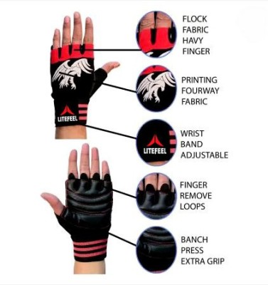 SKYFIT Gym Sports and Workout Gloves Gym & Fitness Gloves(Red, Black)