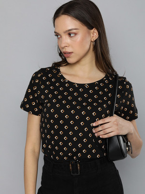 CHEMISTRY Printed Women Round Neck Grey T-Shirt