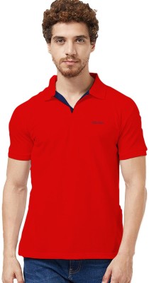 TAB91 Solid Men Polo Neck Red T-Shirt