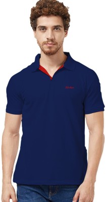 TAB91 Solid Men Polo Neck Blue T-Shirt
