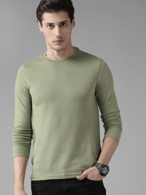 Roadster Solid Men Round Neck Green T-Shirt