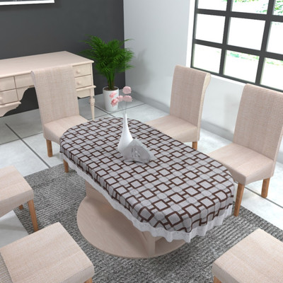 MONKDECOR Checkered 6 Seater Table Cover(Grey, PVC)