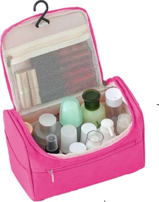 TOURTIER Hanging Cosmetic Makeup Cosmetic Bag Business Makeup Case Women Travel Make Up Zipper Organizer Storage Pouch Travel Toiletry Kit(Pink)