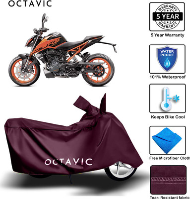 AUTOCAD Waterproof Two Wheeler Cover for KTM(125 Duke BS6, Maroon)