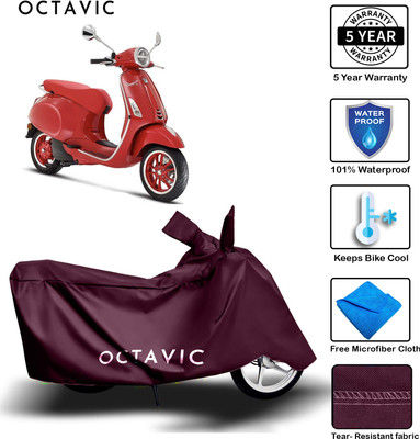 octavic Waterproof Two Wheeler Cover for Piaggio(Vespa, Maroon)