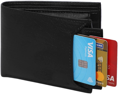 Daller Men Formal Black Genuine Leather Wallet(5 Card Slots)