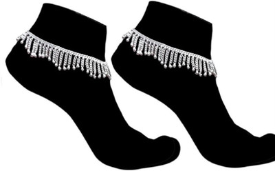 LUCRATIVECRYSTAL Stainless Steel Anklet(Pack of 2)