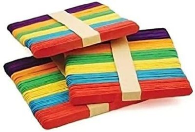 FLOSTRAIN 50 pcs colour full Sticks Natural Wooden ice Cream Sticks for School Projects