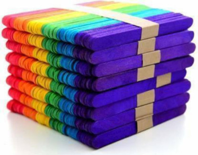 GANESH CREATIONS Multicolored Straight Edge Wooden Ice Cream Sticks For Art And Crafts