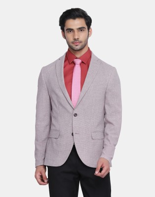 Blackberrys Self Design Single Breasted Formal Men Blazer(Red)