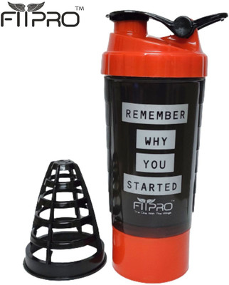 FitPro RED BEAST GYM SHAKER BOTTLE WITH PROTEIN COMPARTMENT WITH TORNADO FILTER 500 ml Shaker(Pack of 1, Red, Plastic)