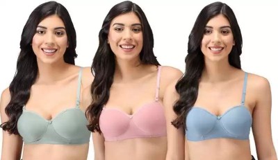 Waooo Women Sports Lightly Padded Bra(Blue, Pink, Grey)