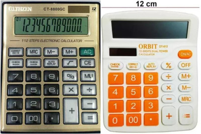 german valley Orbit 612 Orange And 8800GC Gold A Stylish And Soft Keys Calculator Combo Orbit 612 Orange And 8800GC Gold Basic  Calculator(12 Digit)
