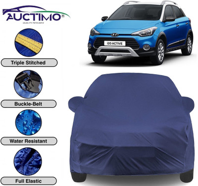 AUCTIMO Car Cover For Hyundai i20 Active (With Mirror Pockets)(Blue)