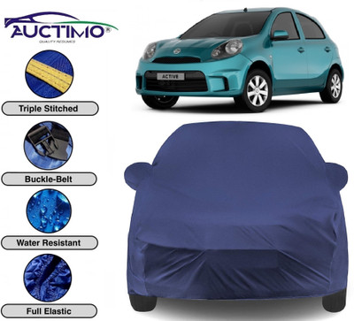 AUCTIMO Car Cover For Nissan Micra Active (With Mirror Pockets)(Blue)