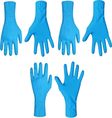 HM EVOTEK 3 Pairs Large Size Blue Gloves Wet and Dry Glove Set(Large Pack of 6)