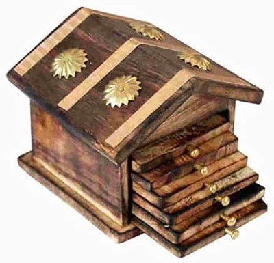 Shine Shopping Square Reversible Wood Coaster Set(Pack of 6)