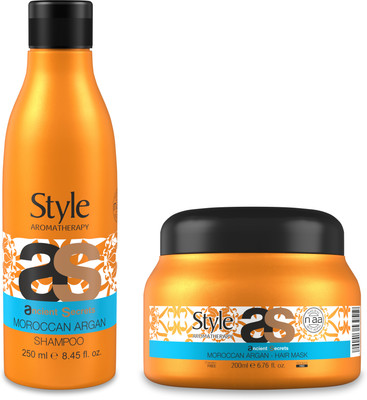 Style Aromatherapy Professional Moroccan Argan Oil Combo Shampoo 250 ML and Argan Hair Mask 200 ML - For Dry, Dull & Frizzy Hair(2 Items in the set)