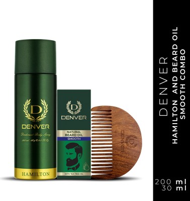 DENVER Hamilton & Beard Smooth Oil For Beard (200ml Deo + 30ml Beard Oil) Deodorant Spray – For Men  (230 ml)