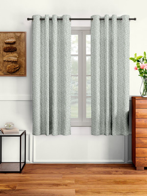 Cortina 150 cm (5 ft) Window Polyester Semi Transparent Curtain (Pack Of 2)(Grey, Floral)