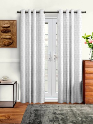 Cortina 270 cm (9 ft) Polyester Semi Transparent Long Door Curtain (Pack Of 2)(Floral, White)