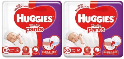 Huggies Wonder Pants Bubble-Bed XS - 12+12 Counts - XS(24 Pieces)