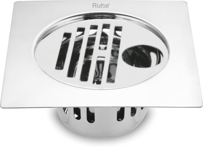 RUHE Floor Stainless Steel Push Down Strainer(12.7 cm Set of 1)
