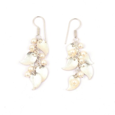 PearlzGallery Pearlz Gallery Earring in 3.25 inches long with Chiness Shell Pearl Brass Drops & Danglers