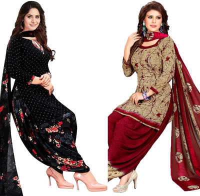 YASHIKA Crepe Floral Print Kurta & Patiyala Material