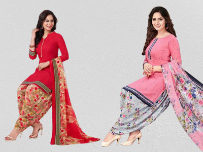 INITHI Crepe Printed Kurta & Patiyala Material